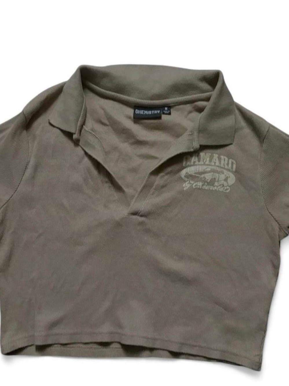Chemistry Olive Polo Crop Top for Kids